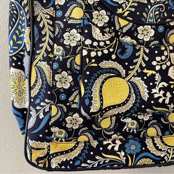 Vera Bradley Ella Blue Elephant Print Tote Bag 16x11 - Picture 2 of 16